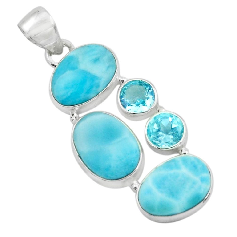 14.88cts natural blue larimar topaz 925 sterling silver pendant jewelry p66696