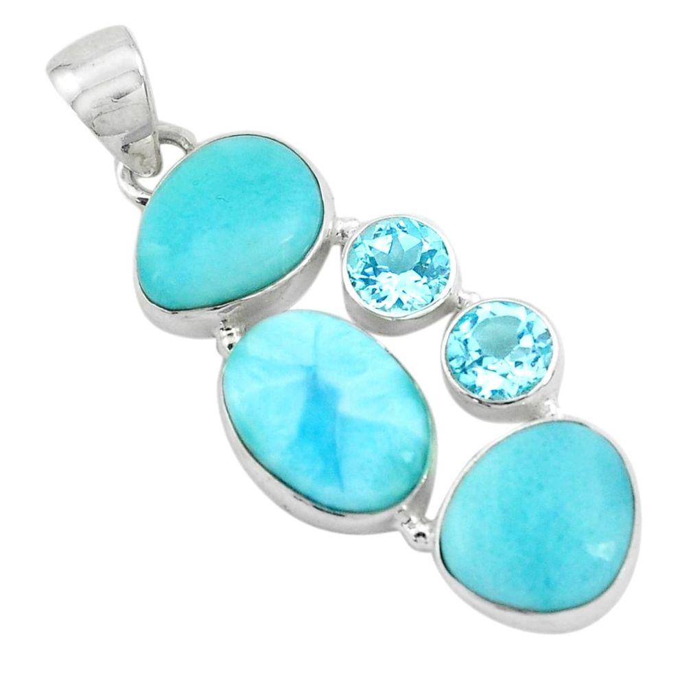 15.97cts natural blue larimar topaz 925 sterling silver pendant jewelry p66699