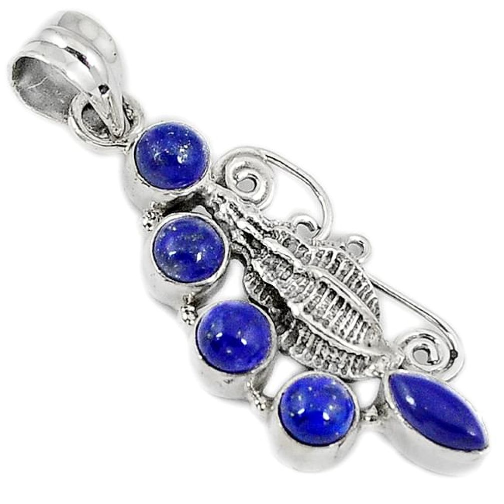 Natural blue lazuli lapis 925 sterling silver conch shell pendant jewelry h69084