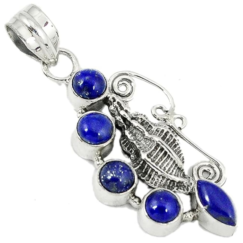 Natural blue lazuli lapis 925 sterling silver conch shell pendant jewelry h86678