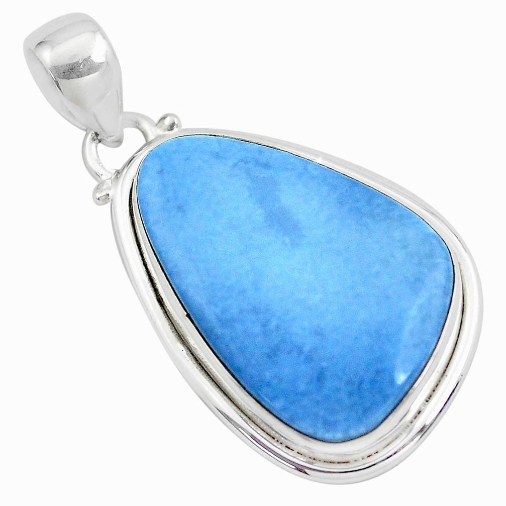 17.57cts natural blue owyhee opal 925 sterling silver pendant jewelry p41268