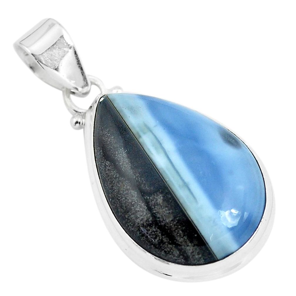 17.57cts natural blue owyhee opal 925 sterling silver pendant jewelry p46166