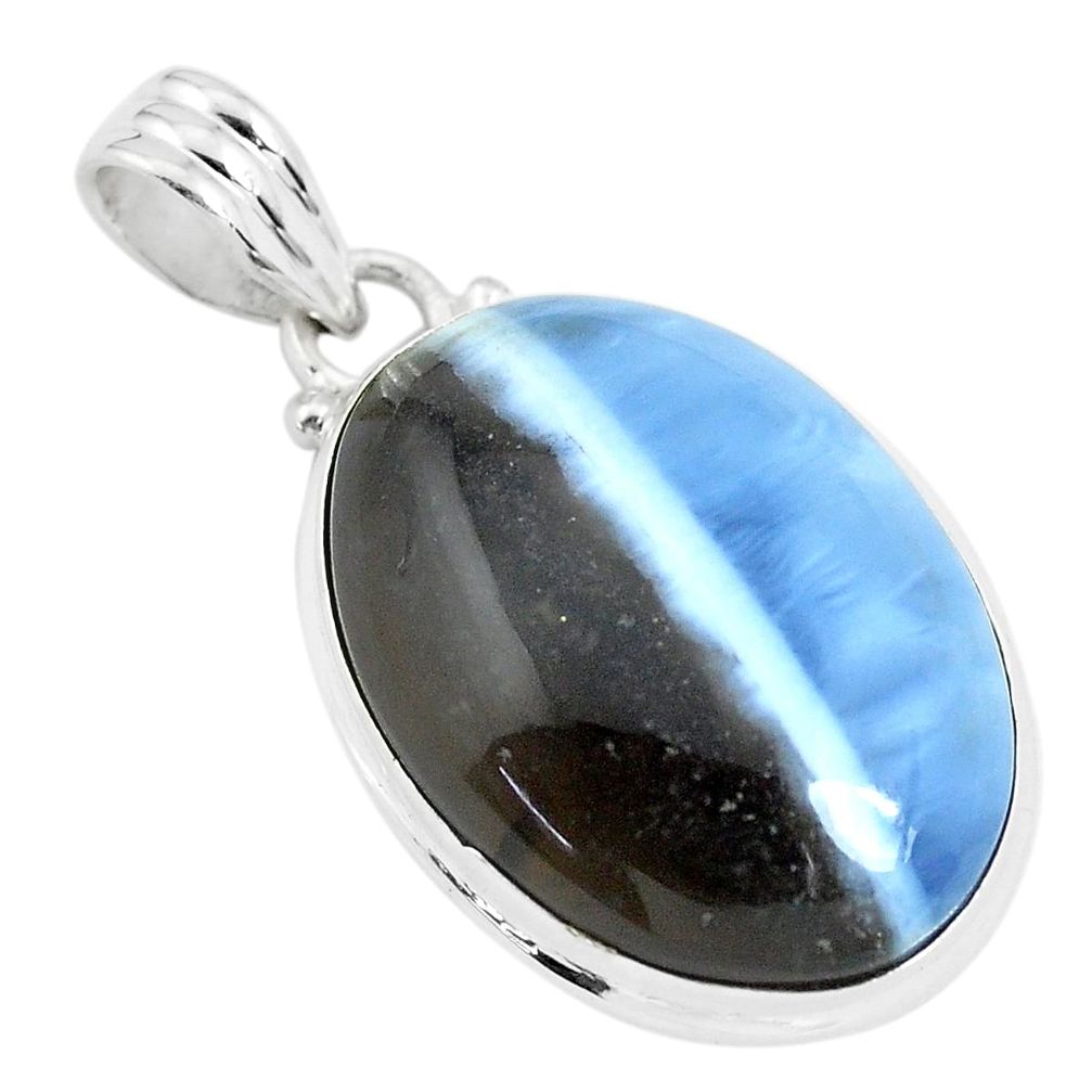 19.23cts natural blue owyhee opal 925 sterling silver pendant jewelry p46176