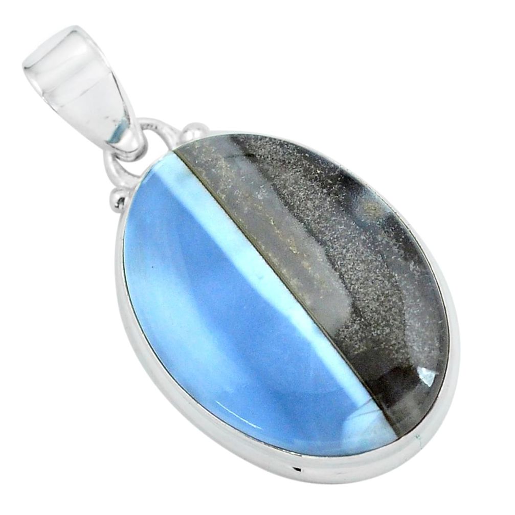 17.57cts natural blue owyhee opal 925 sterling silver pendant jewelry p59616