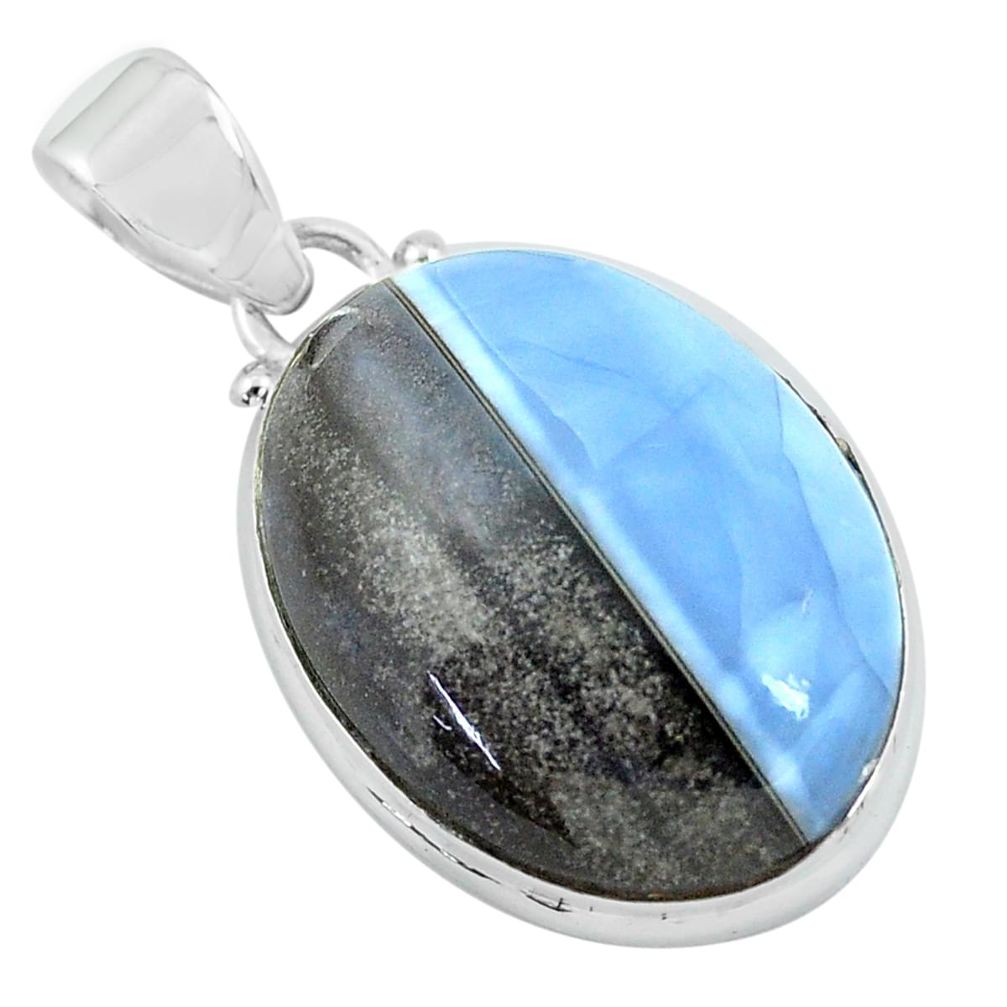 17.65cts natural blue owyhee opal 925 sterling silver pendant jewelry p59618
