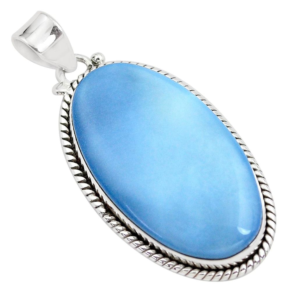 25.57cts natural blue owyhee opal oval 925 sterling silver pendant p41267