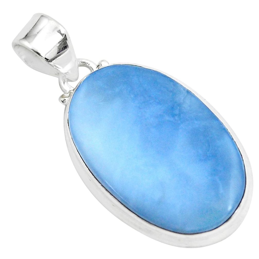 16.68cts natural blue owyhee opal oval 925 sterling silver pendant p41273