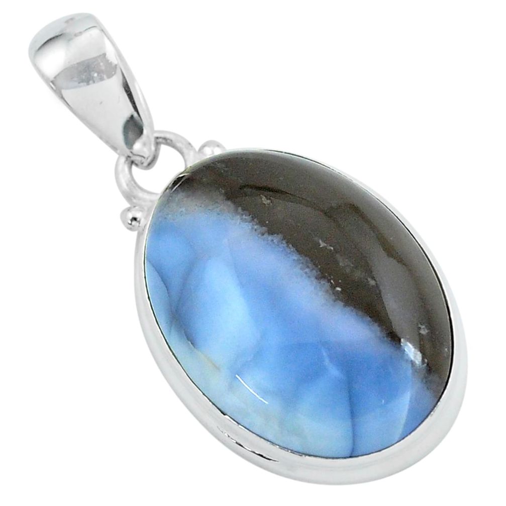 16.73cts natural blue owyhee opal oval shape 925 sterling silver pendant p59607