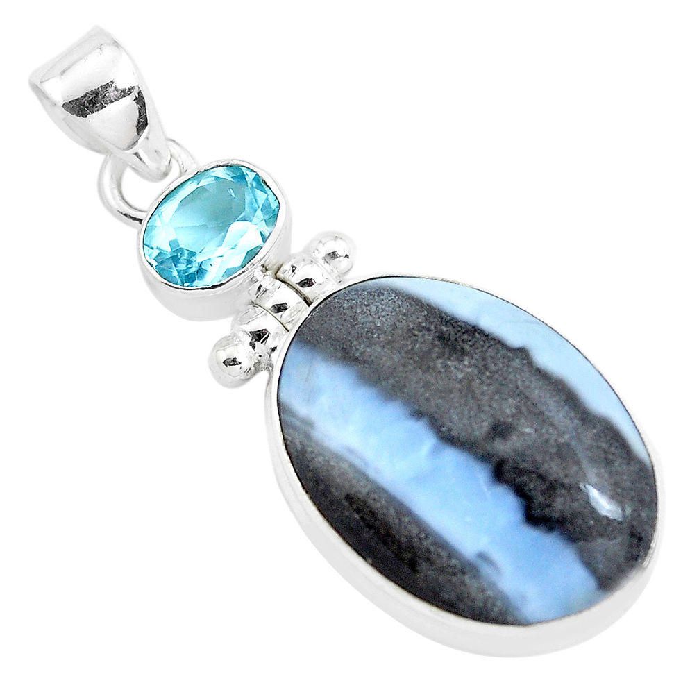 19.84cts natural blue owyhee opal topaz 925 sterling silver pendant p40962