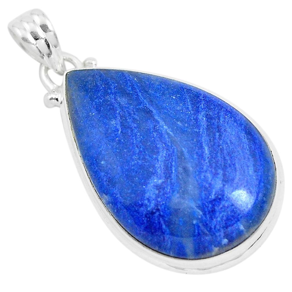 20.96cts natural blue quartz palm stone 925 sterling silver pendant p40702