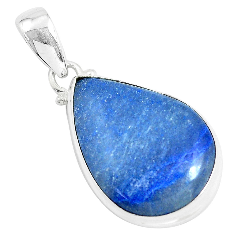 15.65cts natural blue quartz palm stone 925 sterling silver pendant p46244