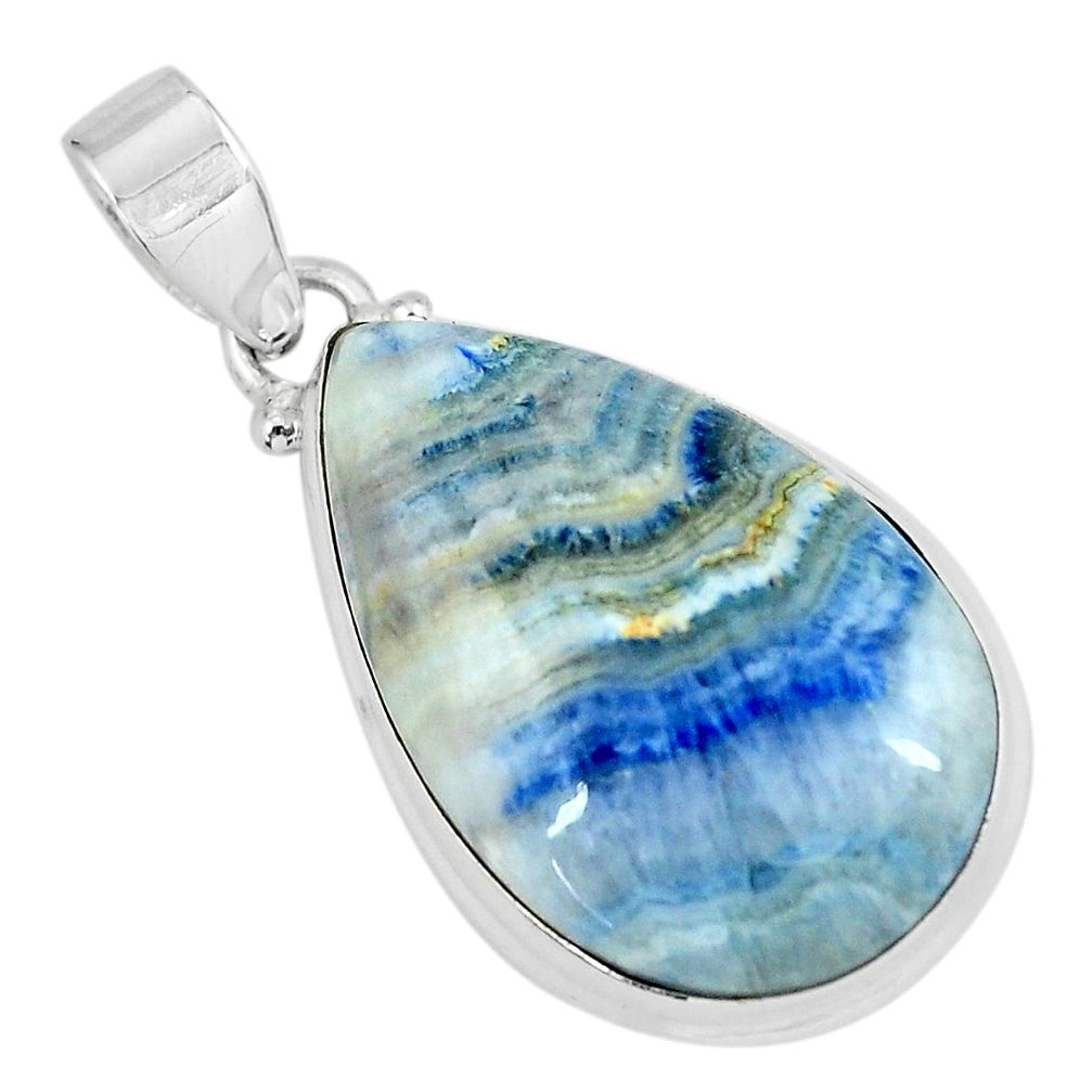 22.02cts natural blue quartz palm stone 925 sterling silver pendant p59663