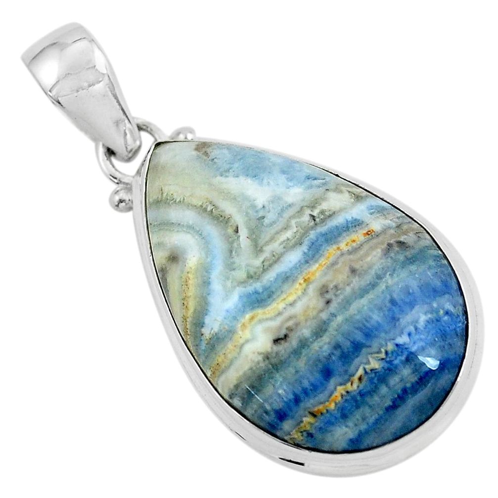 20.88cts natural blue quartz palm stone 925 sterling silver pendant p59668