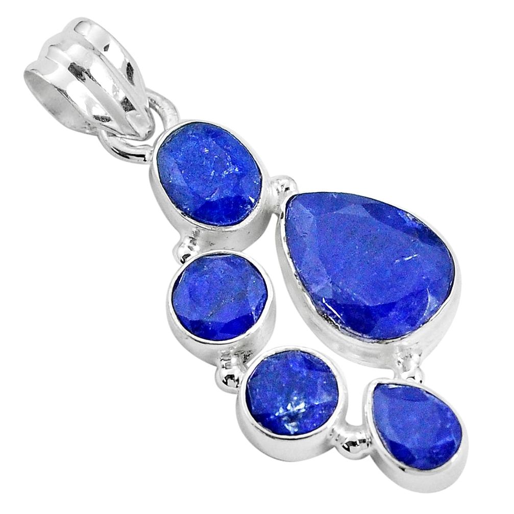 10.37cts natural blue sapphire 925 sterling silver pendant jewelry p33983