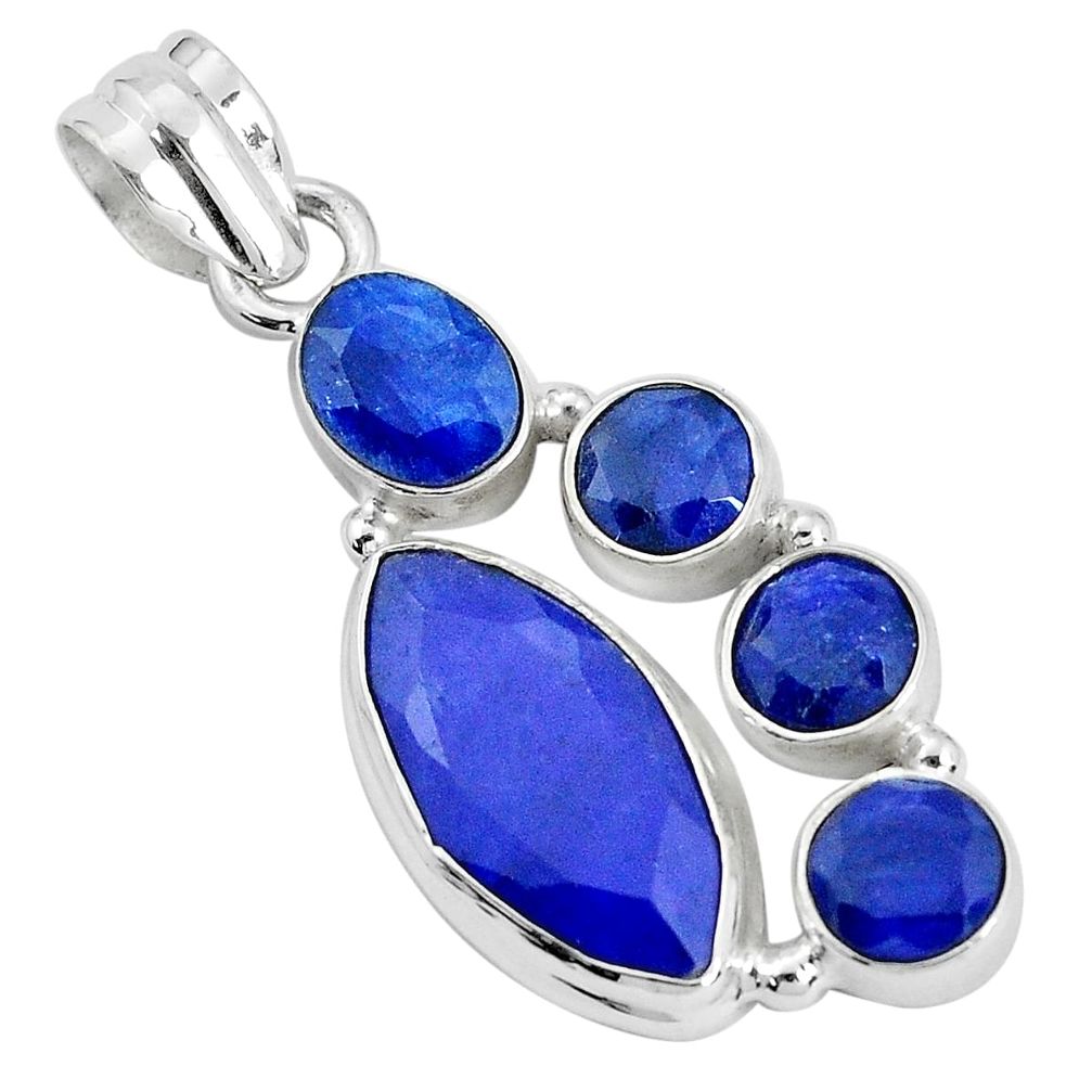 14.26cts natural blue sapphire 925 sterling silver pendant jewelry p33985