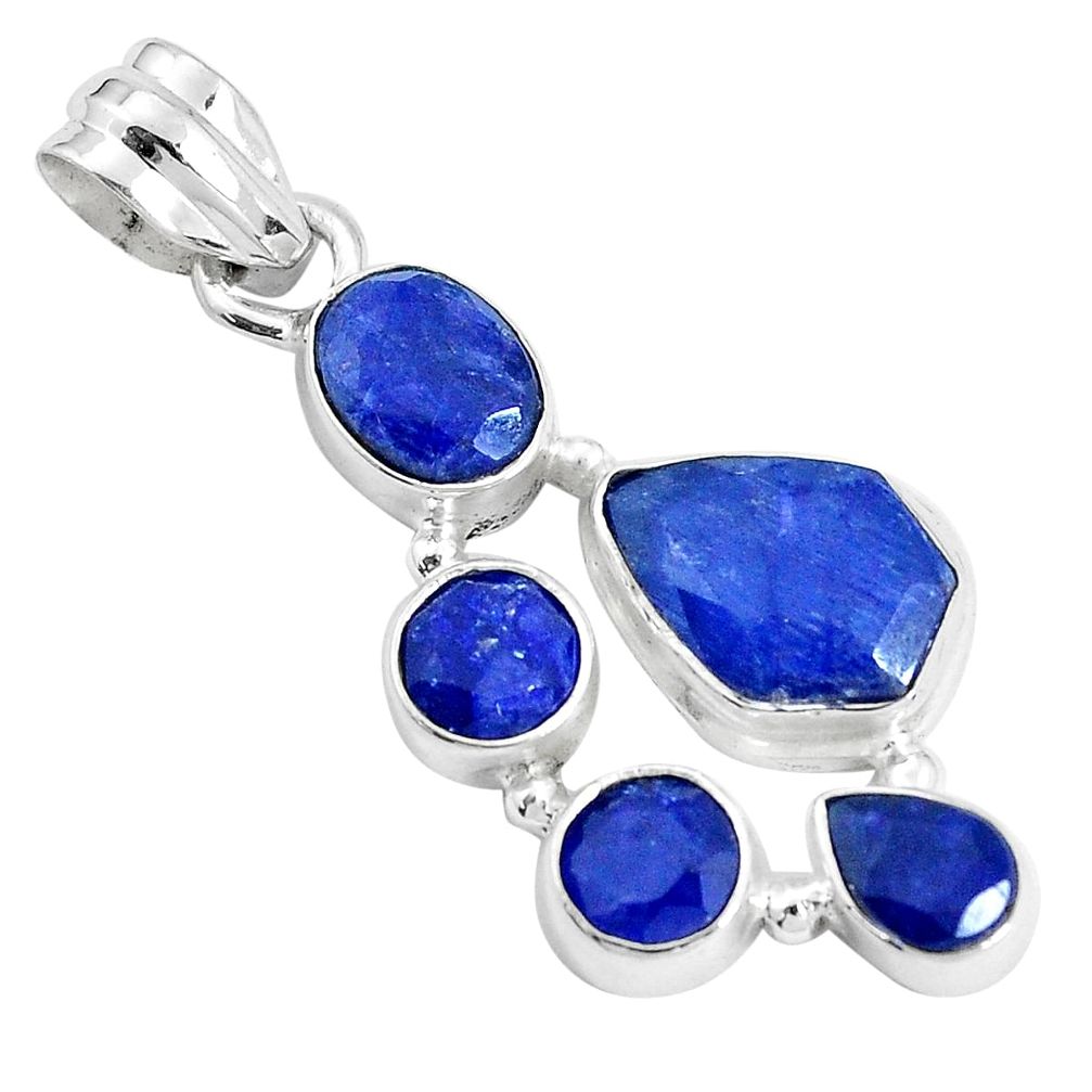 12.34cts natural blue sapphire 925 sterling silver pendant jewelry p33986