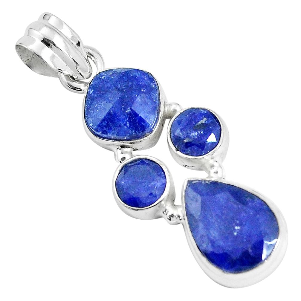 11.23cts natural blue sapphire 925 sterling silver pendant jewelry p33987