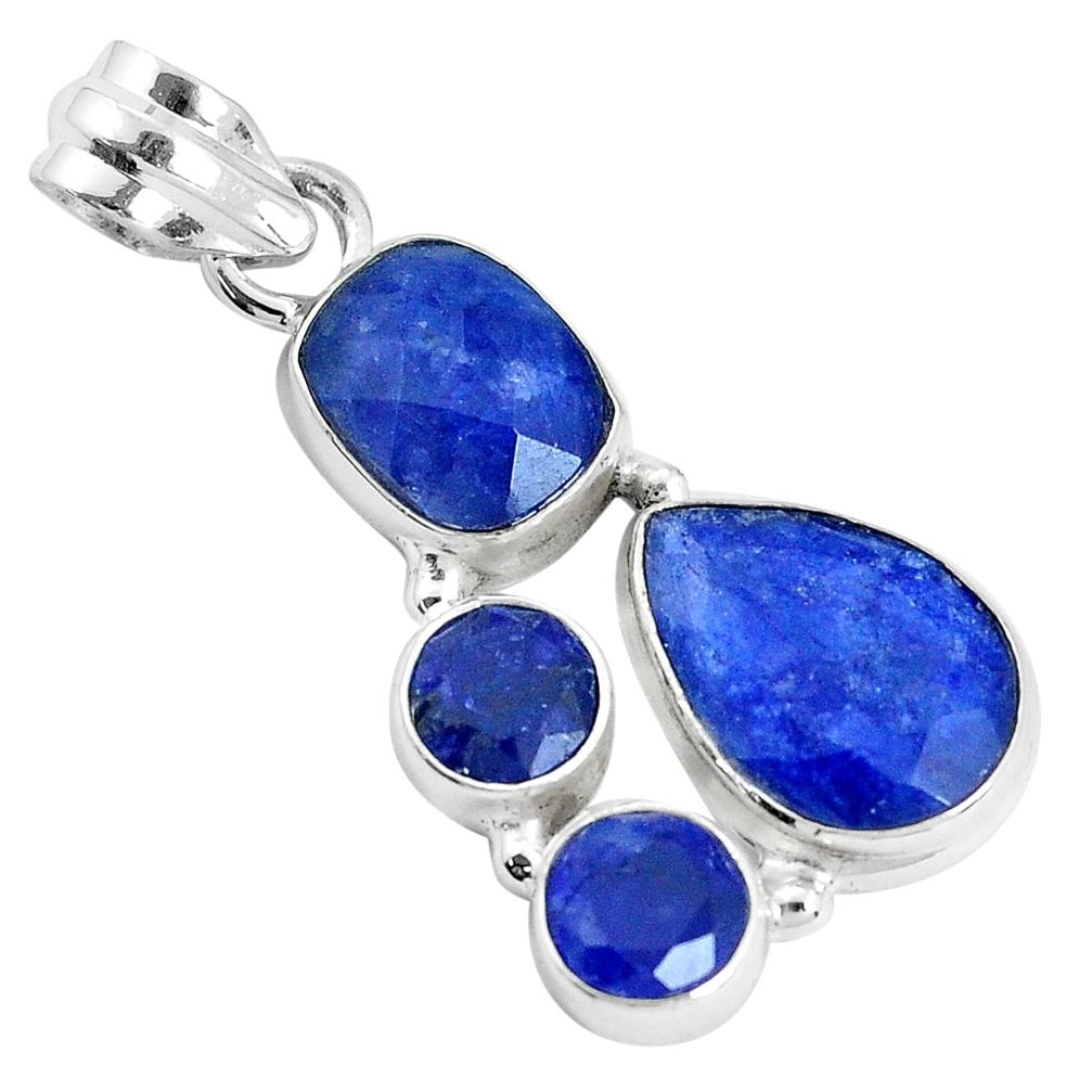 12.36cts natural blue sapphire 925 sterling silver pendant jewelry p33994