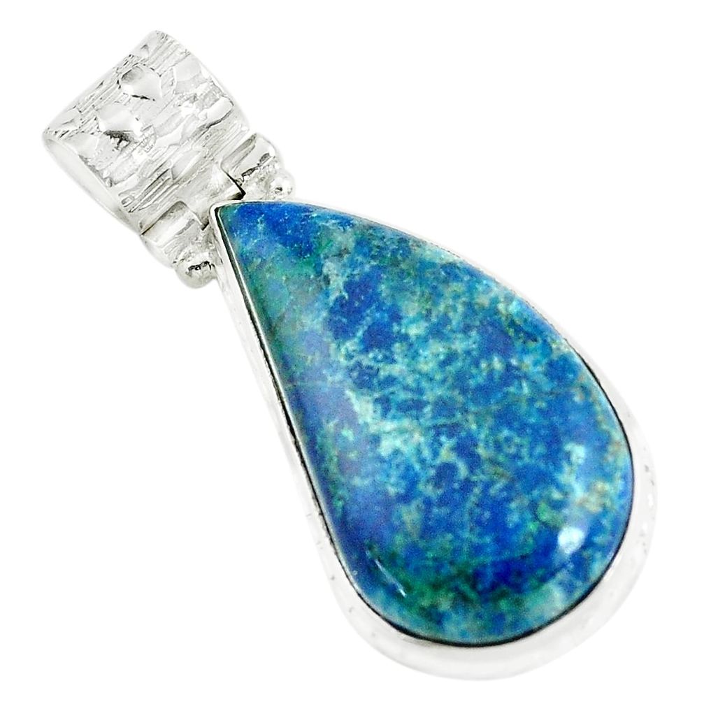 22.02cts natural blue shattuckite 925 sterling silver pendant jewelry d31805