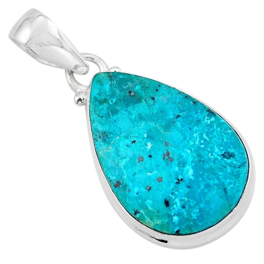 15.08cts natural blue shattuckite 925 sterling silver pendant jewelry p59685