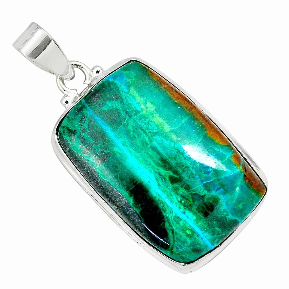 32.73cts natural blue shattuckite 925 sterling silver pendant jewelry p66262