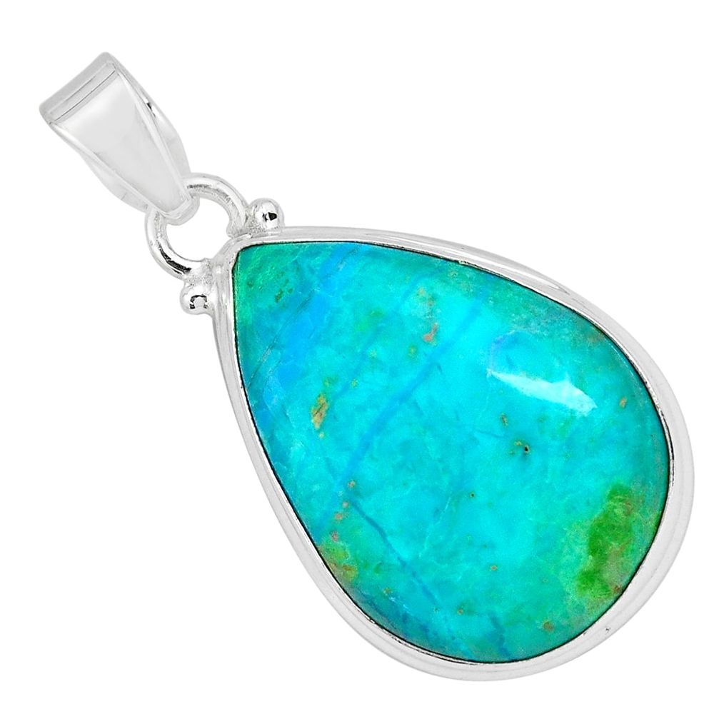 16.73cts natural blue shattuckite 925 sterling silver pendant jewelry p66263