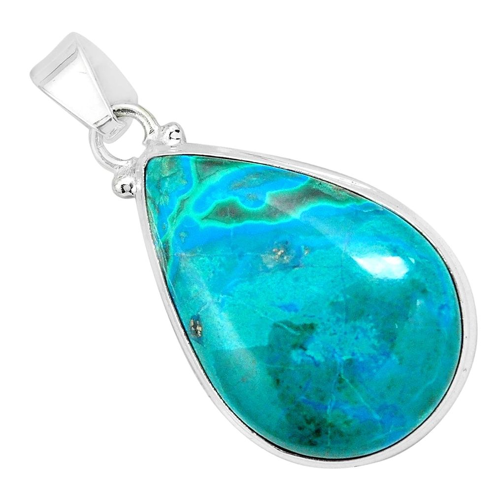 22.87cts natural blue shattuckite 925 sterling silver pendant jewelry p66273