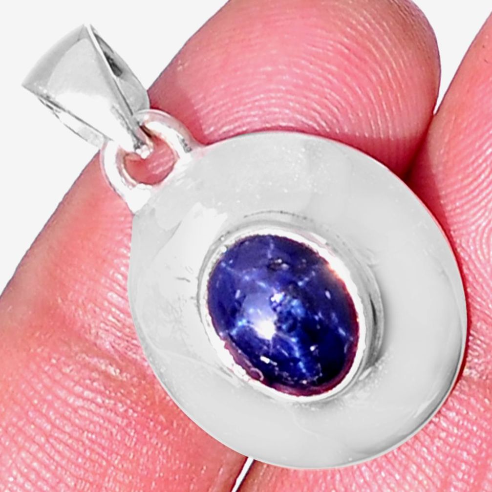 3.02cts natural blue star sapphire 925 sterling silver pendant jewelry d32510