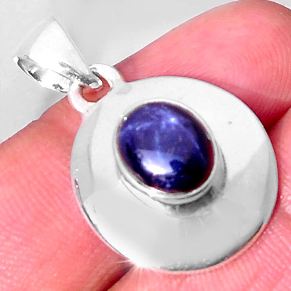 3.88cts natural blue star sapphire 925 sterling silver pendant jewelry d32517