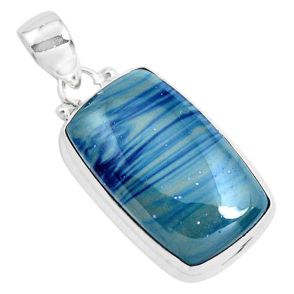 18.68cts natural blue swedish slag 925 sterling silver pendant jewelry p40897