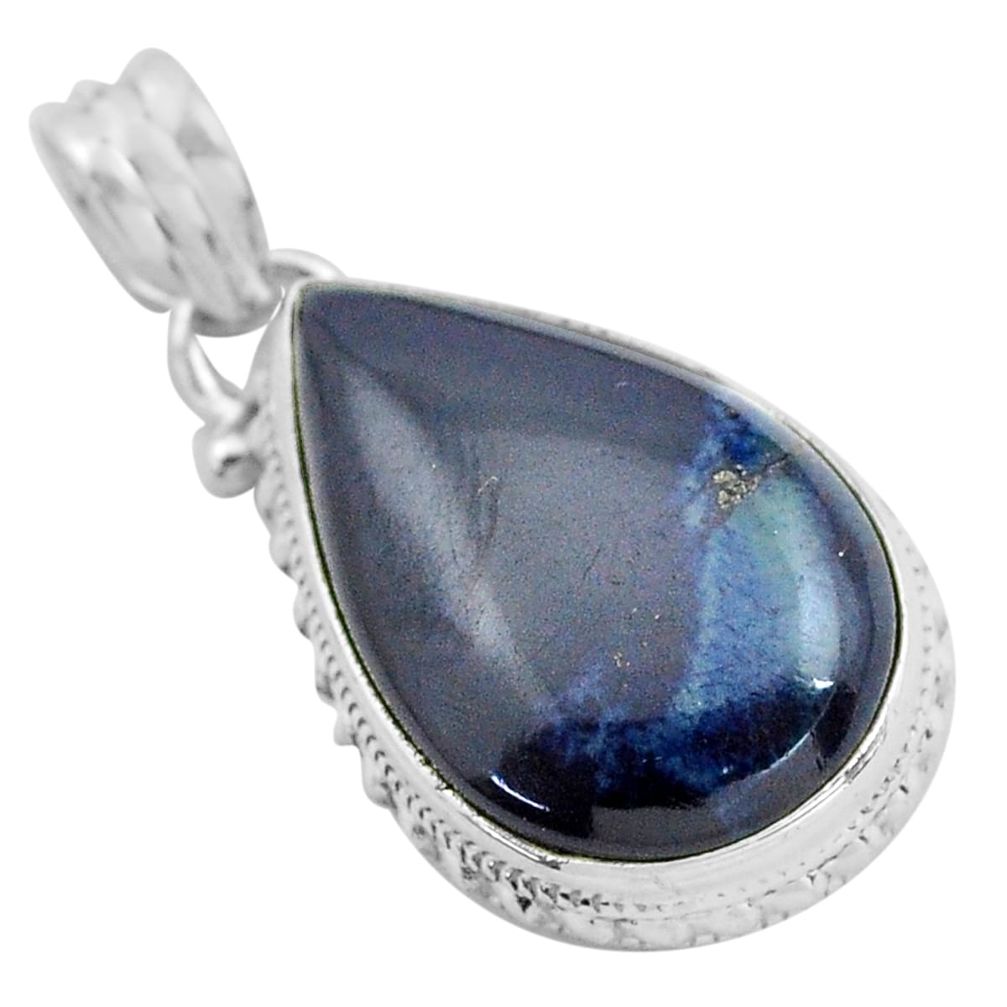 15.08cts natural blue swedish slag 925 sterling silver pendant jewelry p85323