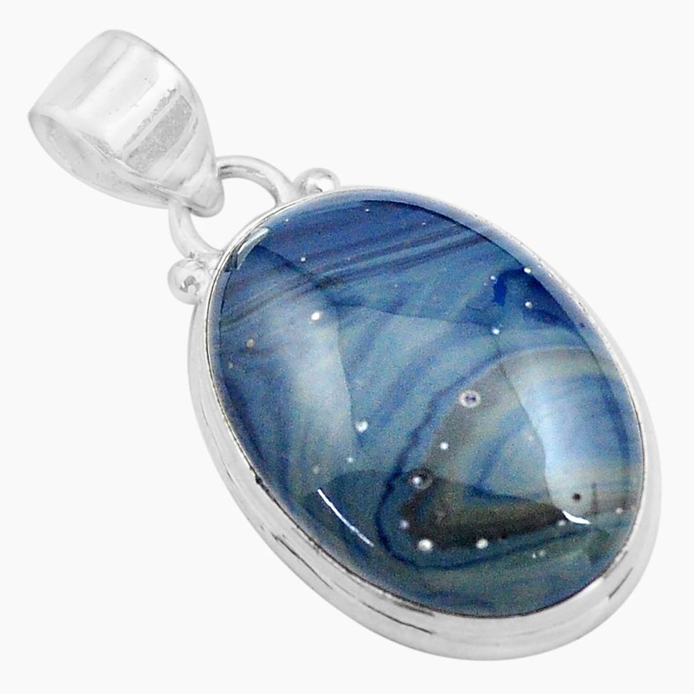 15.08cts natural blue swedish slag 925 sterling silver pendant jewelry p85325