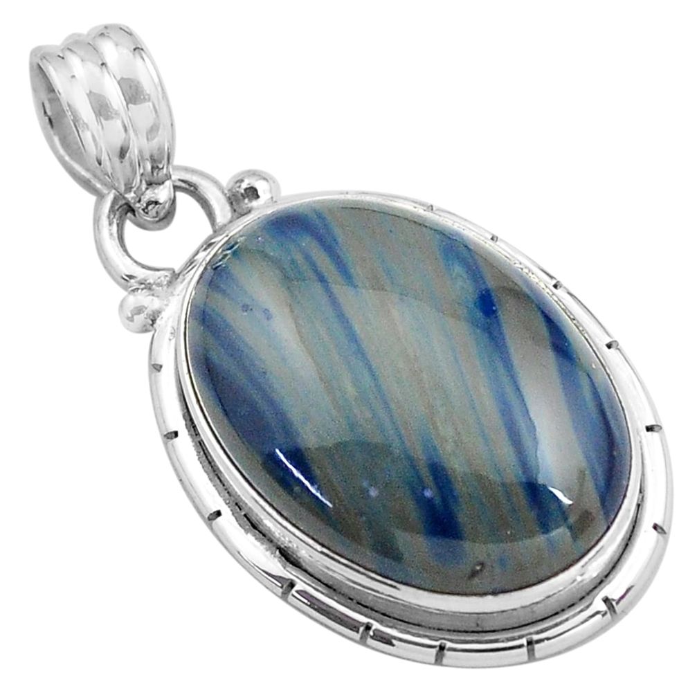 14.05cts natural blue swedish slag 925 sterling silver pendant jewelry p85326