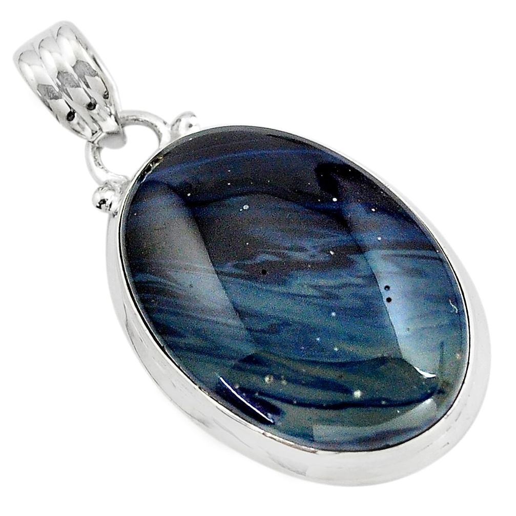 18.70cts natural blue swedish slag 925 sterling silver pendant jewelry p85375