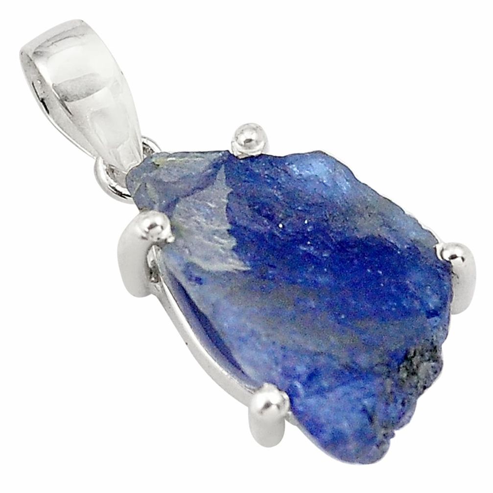 12.60cts natural blue tanzanite rough 925 sterling silver pendant jewelry p79811