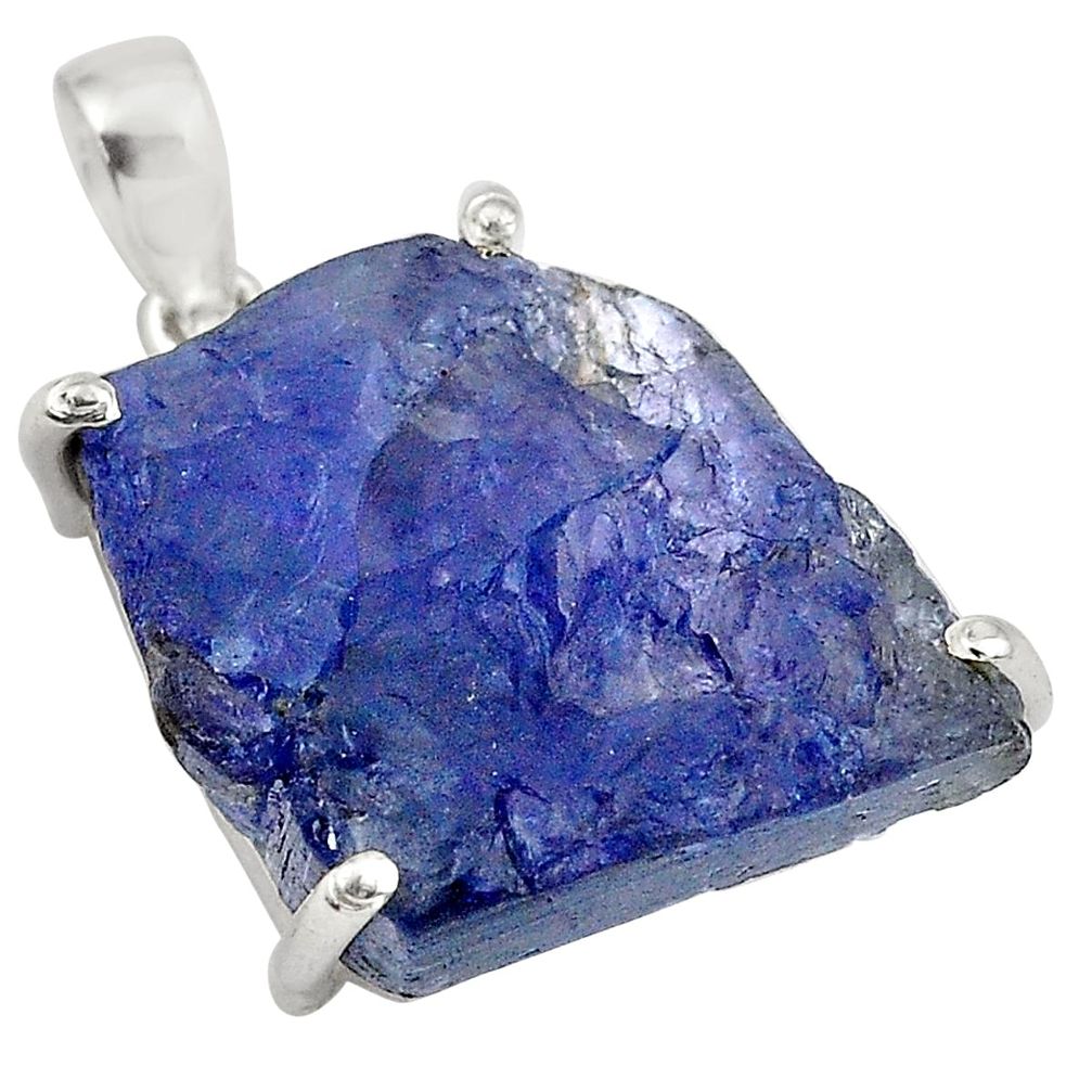 34.48cts natural blue tanzanite rough 925 sterling silver pendant jewelry p79813