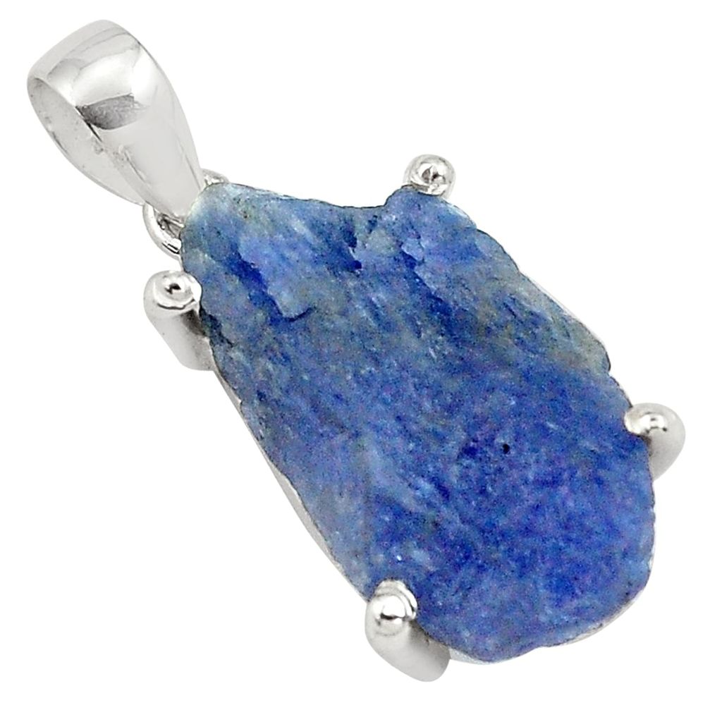 13.50cts natural blue tanzanite rough 925 sterling silver pendant jewelry p79817