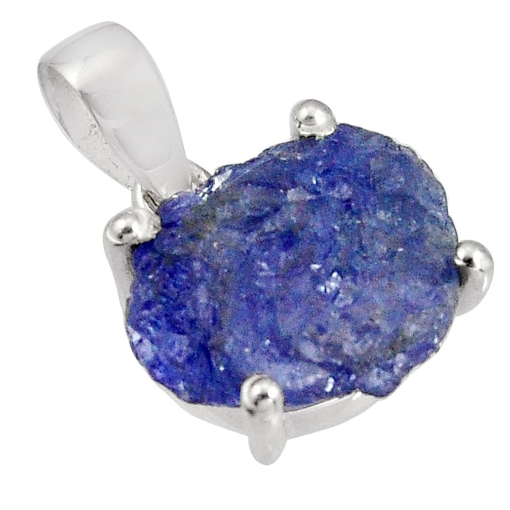 10.60cts natural blue tanzanite rough 925 sterling silver pendant jewelry p90184