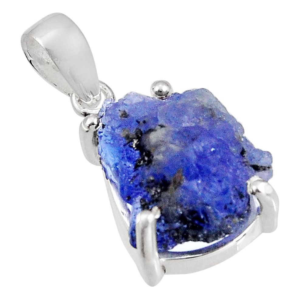 11.17cts natural blue tanzanite rough 925 sterling silver pendant jewelry p90185