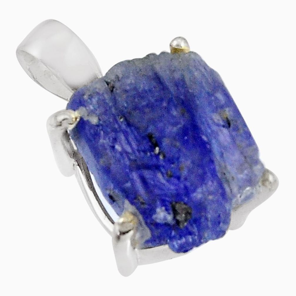 13.15cts natural blue tanzanite rough 925 sterling silver pendant jewelry p90188
