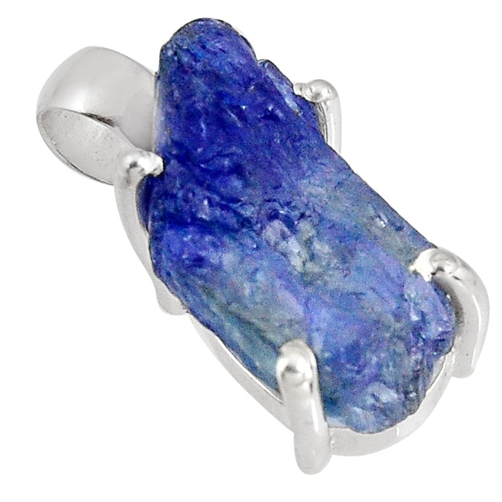 13.66cts natural blue tanzanite rough 925 sterling silver pendant jewelry p90189