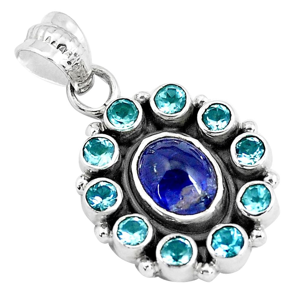 7.97cts natural blue tanzanite topaz 925 sterling silver pendant jewelry d30934