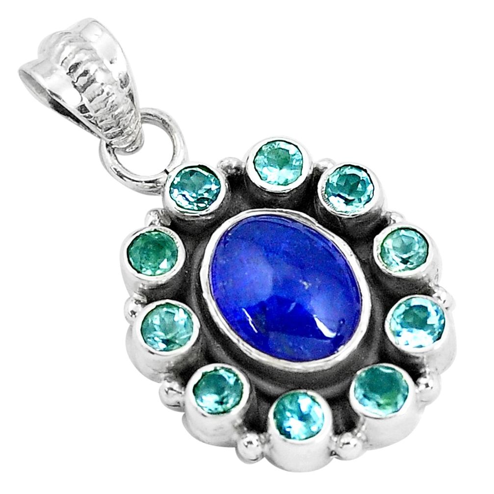 7.24cts natural blue tanzanite topaz 925 sterling silver pendant jewelry d30935