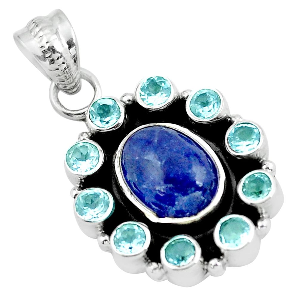 8.80cts natural blue tanzanite topaz 925 sterling silver pendant jewelry d31961