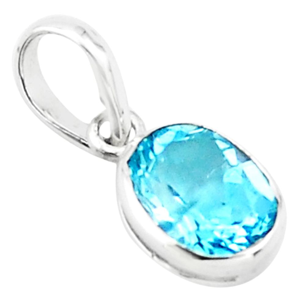 3.03cts natural blue topaz 925 sterling silver pendant jewelry p73718