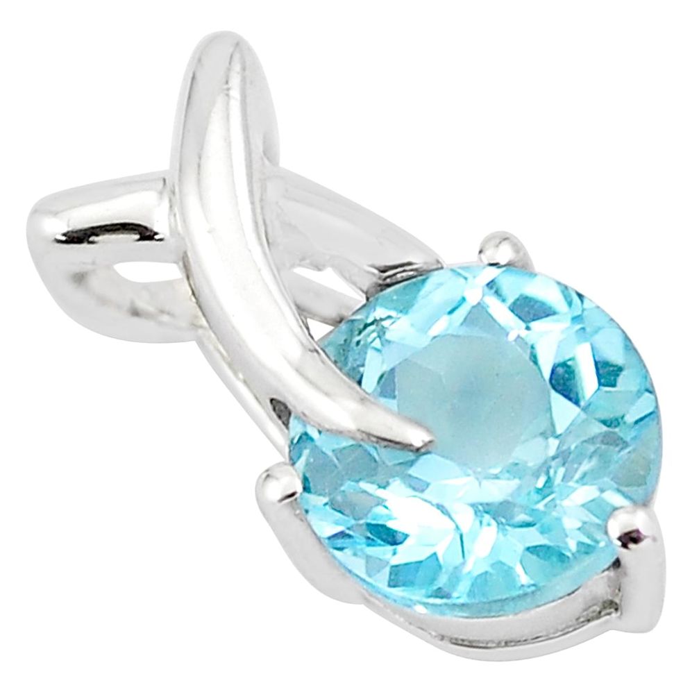 3.25cts natural blue topaz 925 sterling silver pendant jewelry p82550