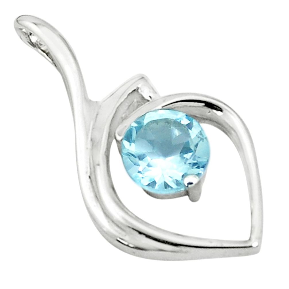 2.95cts natural blue topaz 925 sterling silver pendant jewelry p83910