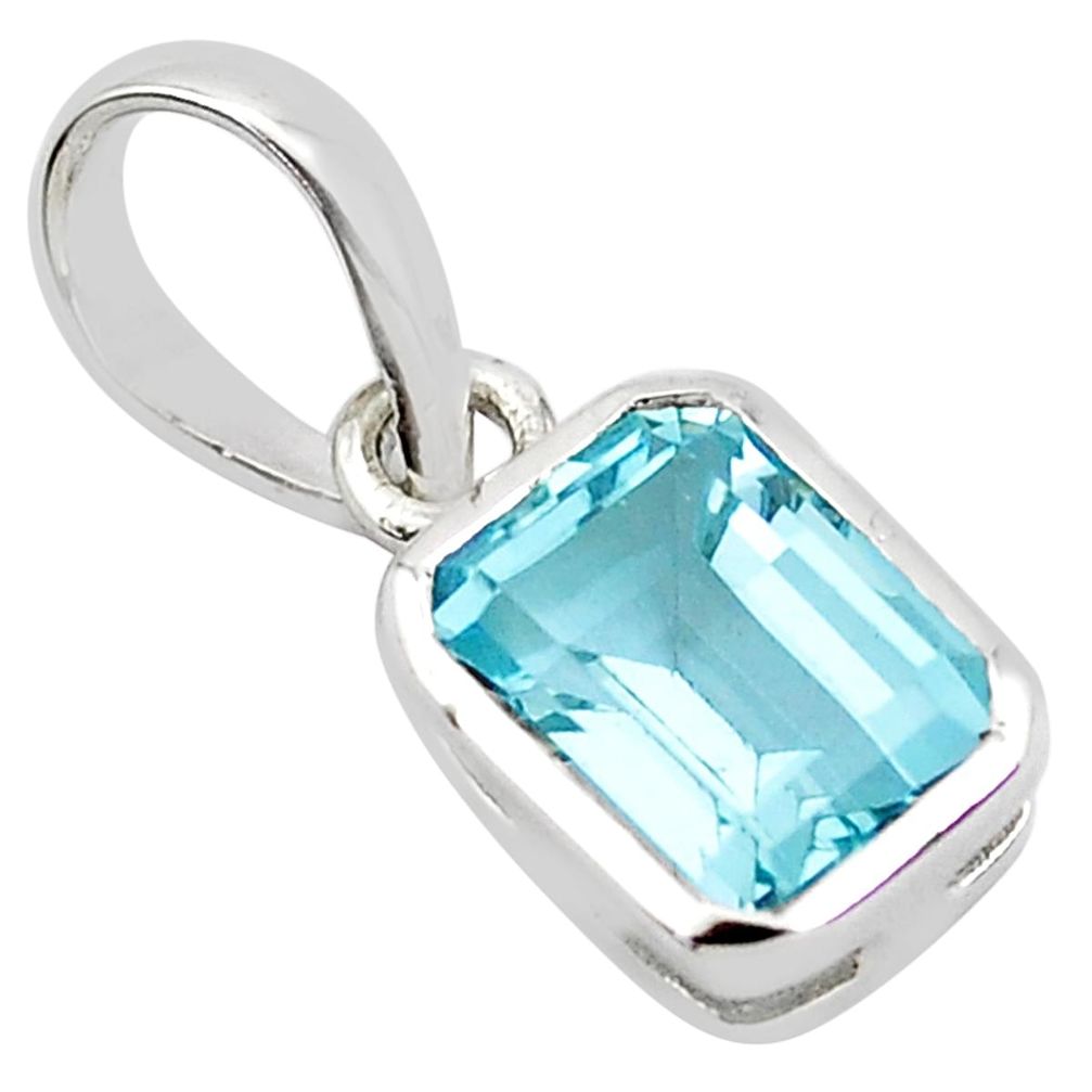 1.92cts natural blue topaz 925 sterling silver pendant jewelry p83945