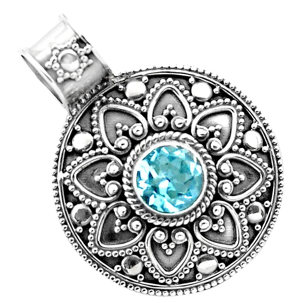 2.56cts natural blue topaz 925 sterling silver pendant jewelry p86252