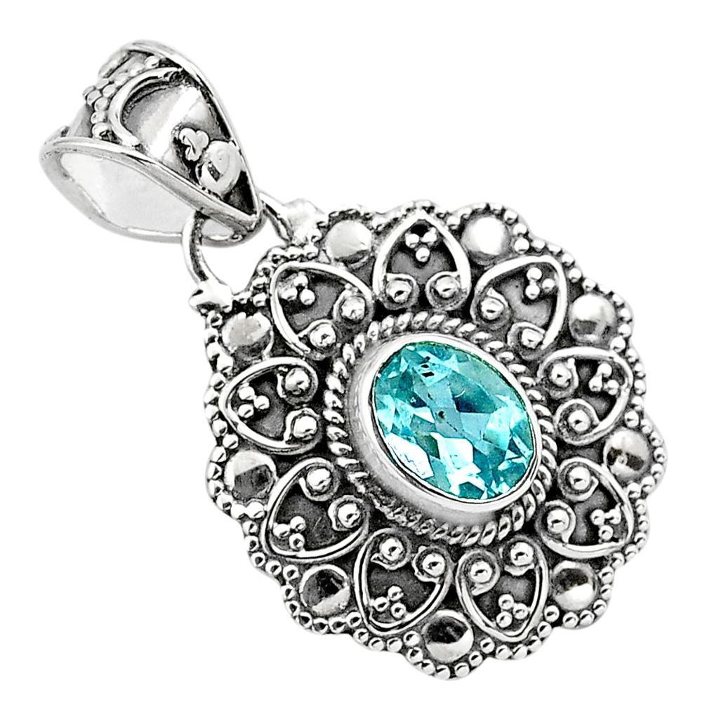 2.24cts natural blue topaz 925 sterling silver pendant jewelry p86314
